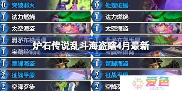 炉石传说乱斗海盗瞎卡组代码-炉石传说乱斗海盗瞎推荐4月